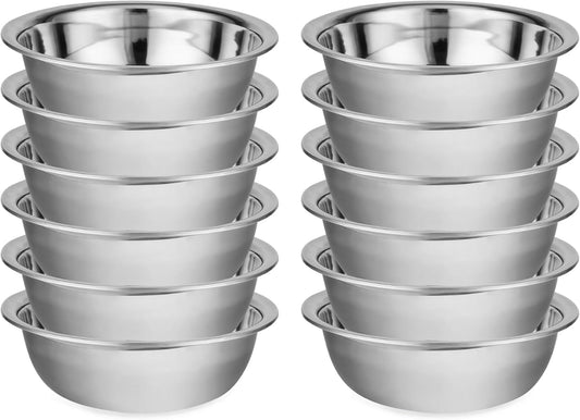 12 Pack 11.8 x 4 Inch Stainless Steel Mixing Bowls for Bulk Food Prep with Nesting Design for Hotel Restaurant and Home