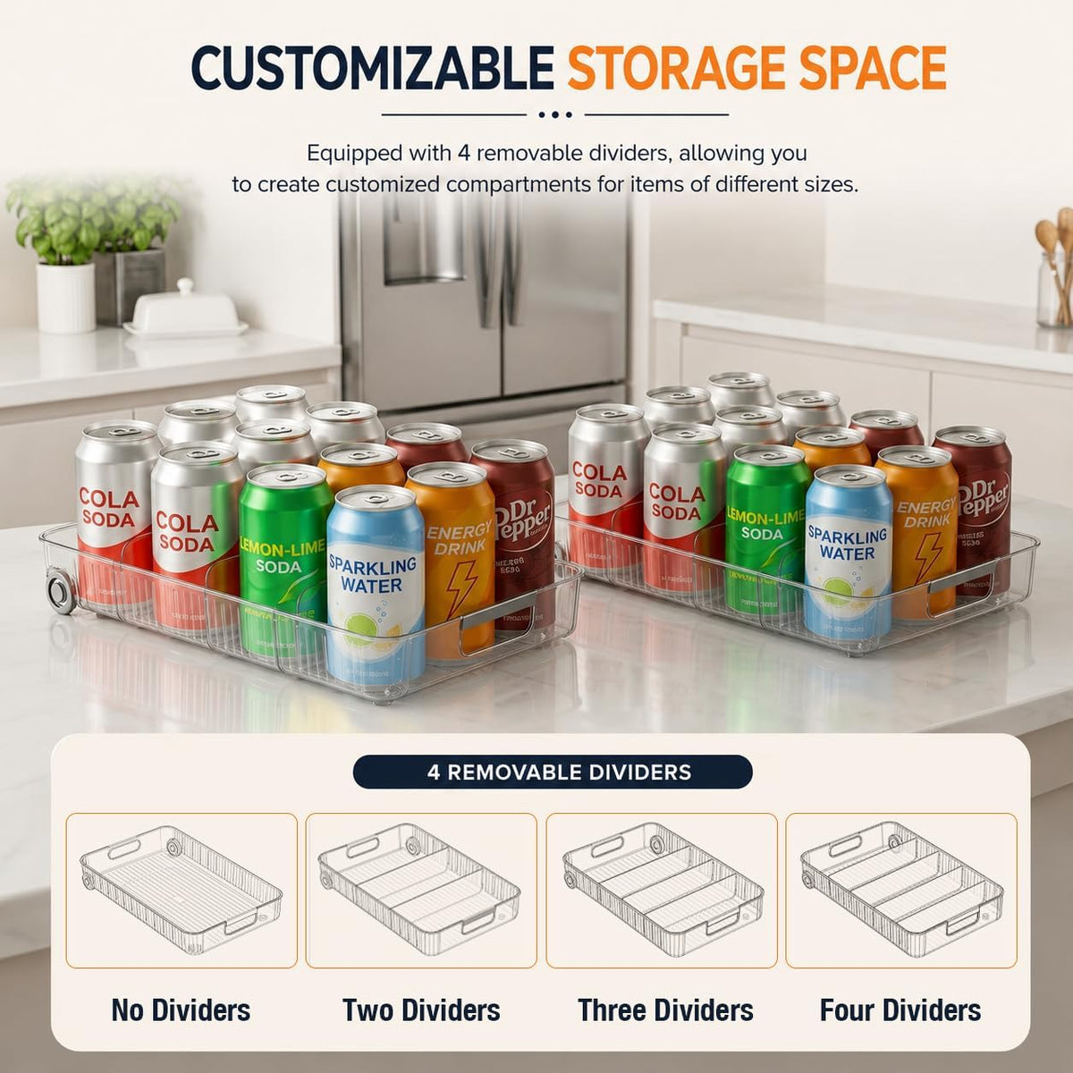 Refrigerator Organizers and Storage Roll Out Storage Bins Fridge Organizer with Wheels BPA-Free Clear Plastic Storage Bins Pantry Organizers and Storage 2 Pack