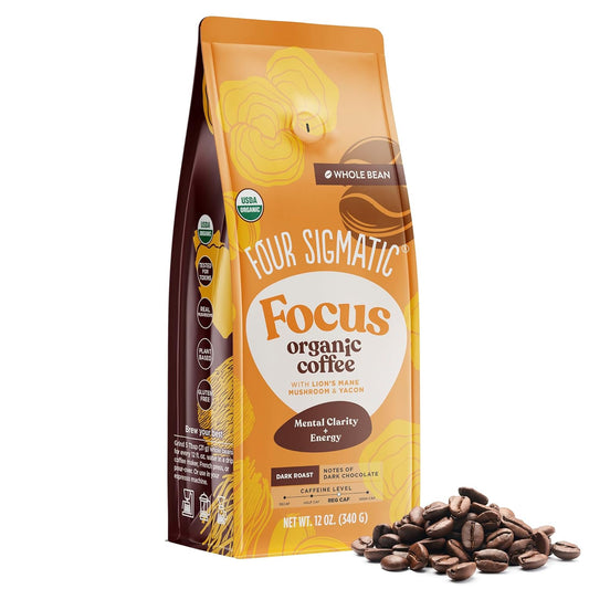 Four Sigmatic Dark Roast Organic Whole Bean Coffee | Gourmet Nootropic Mushroom Coffee Beans with Lion's Mane & Chaga
