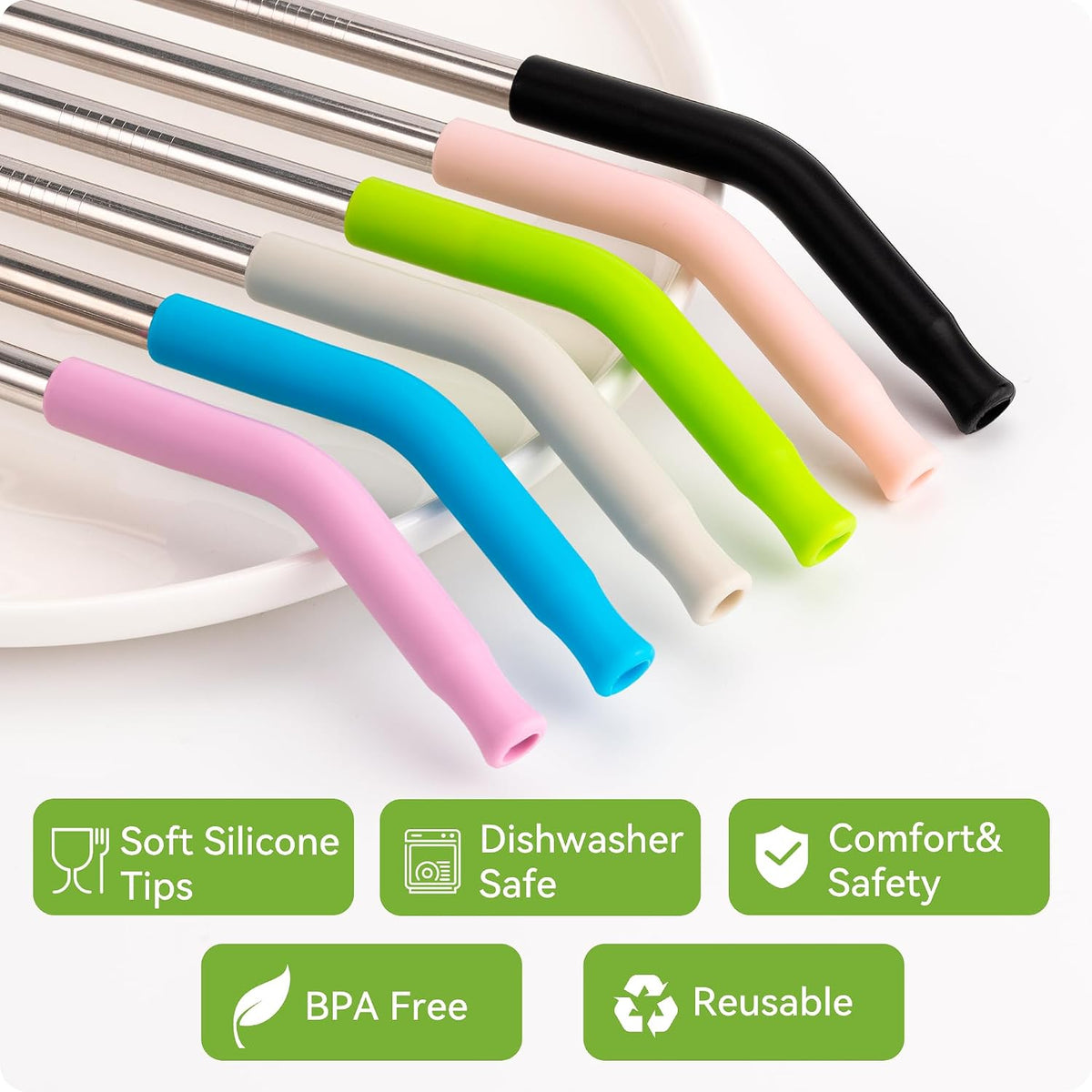 12.2'' Long Metal Straws With Silicone Tip For Stanley 40 oz Tumbler,Stainless Steel Straws Replacement for Stanley Quencher 40oz Cups,Reusable Dishwasher Safe Fit Simple Modern 40oz Big Mugs&amp; Jar