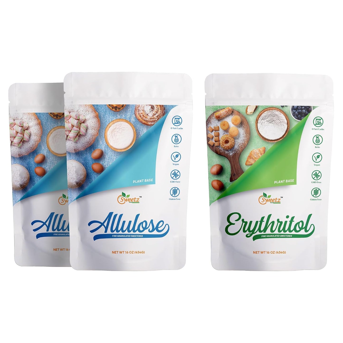 All Purpose Sweeteners: Allulose 2-Pack &amp; Erythritol 1-Pack. Total Servings 342; Zero Calorie Sweeteners, Sugar-Free Substitute for Baking, Smoothies, Coffee; Low Carb Keto Diet Friendly Food | ALU2–ERY1–MPK3, 1LB/Each