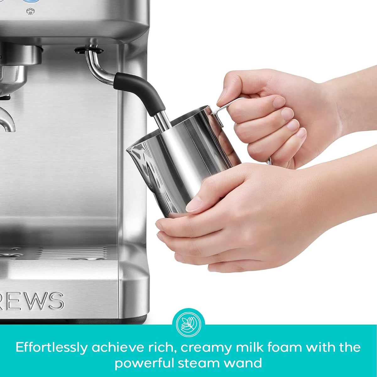 CASABREWS Ultra Espresso Machine, Barista Espresso Maker with Steam Wand | LCD Display, Custom Brew Temp, Latte &amp; Cappuccino Machine, 20-Bar Italian Pump, Powerful Steam Wand, 73oz Removable Tank