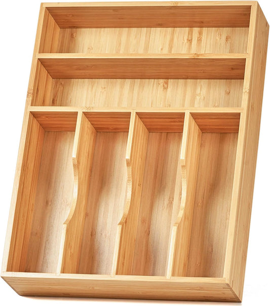 Umilife Kitchen Drawer Organizer, 12 Inch Silverware Utensil Tray Holder, Extra Deep, with Non-Slip Feet & Grooved Drawer