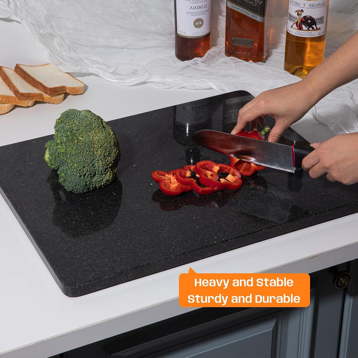 Granite Cutting Board 16x20 Inch Large Stone Cutting Board | Multi-Functional Marble Pastry Board With Non-Slip Feet for Baking, Cheese,Charcuterie, Dough - Wedding Gift, House Warming ﻿