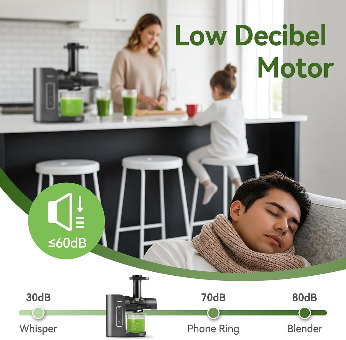 Juicer Machine,Slow Masticating Juicer with 2 Speed Modes & Quiet Motor,Cold Press Juicer Machines Vegetable and Fruit with Reverse Function,Celery Juicer,BPA-Free,Easy to Clean