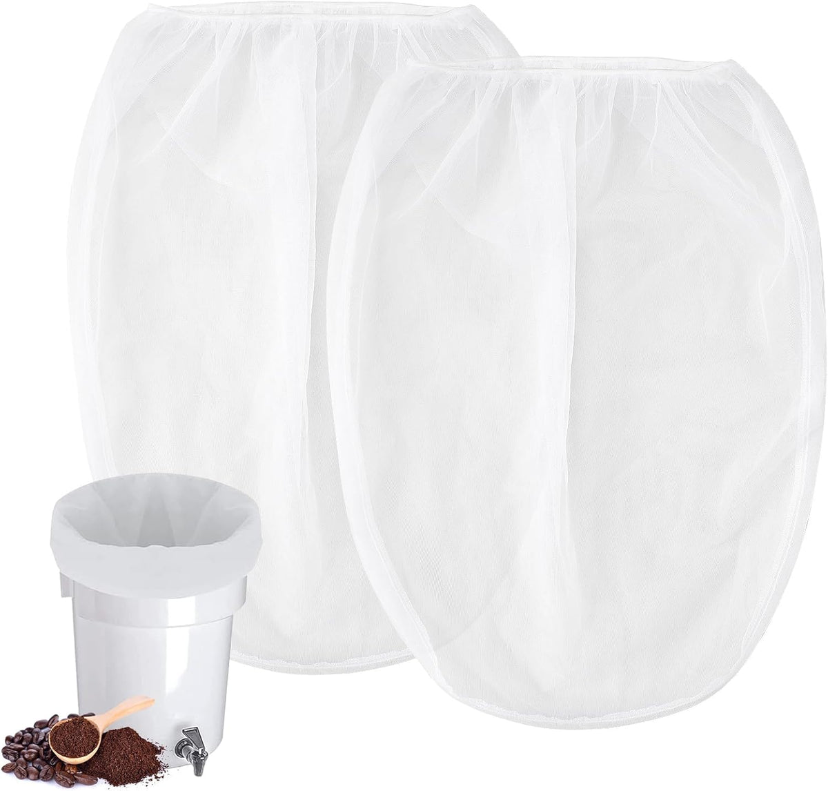 Alocs Cold Brew Coffee Filter Bag Compatible with Toddy Cold Brew System for 5 Gallon Commercial Brewers, Filter Bag for Coffee Grounds &amp; Ice Tea - Quick Drain, Washable &amp; Reusable (2 Pack)