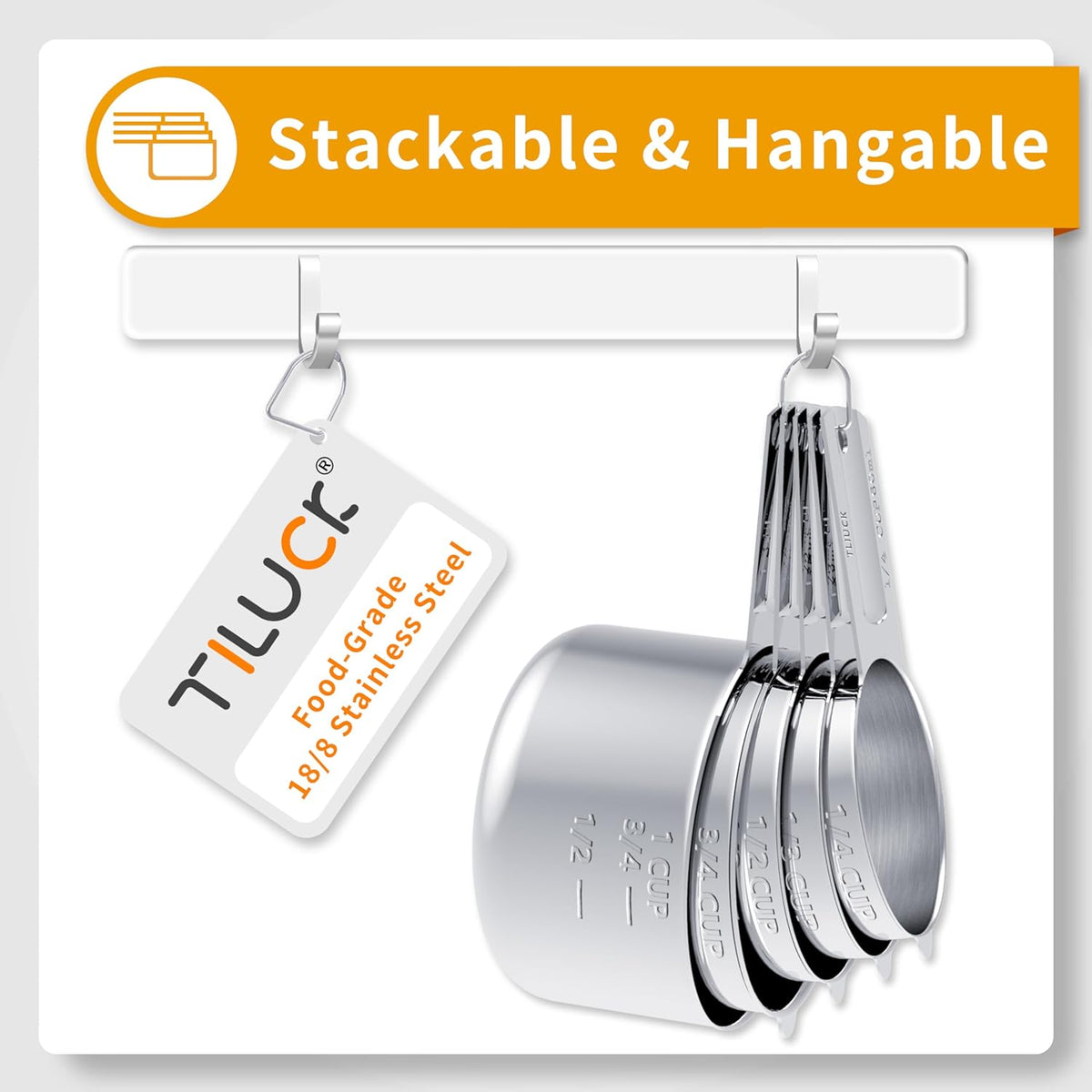 TILUCK Stainless Steel Measuring Cups & Spoons Set, Cups and Spoons,Kitchen Gadgets for Cooking & Baking (11)