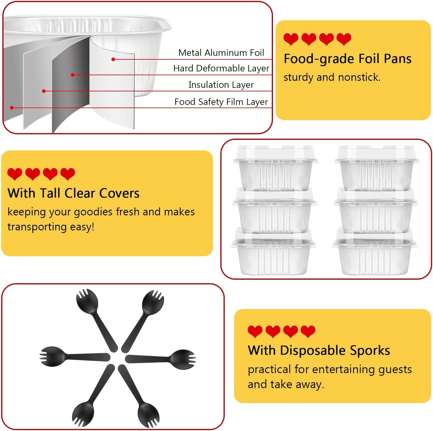LNYZQUS 80 Pack 10oz Mini Cake Pans with Lids and Spoons for Bake Sales