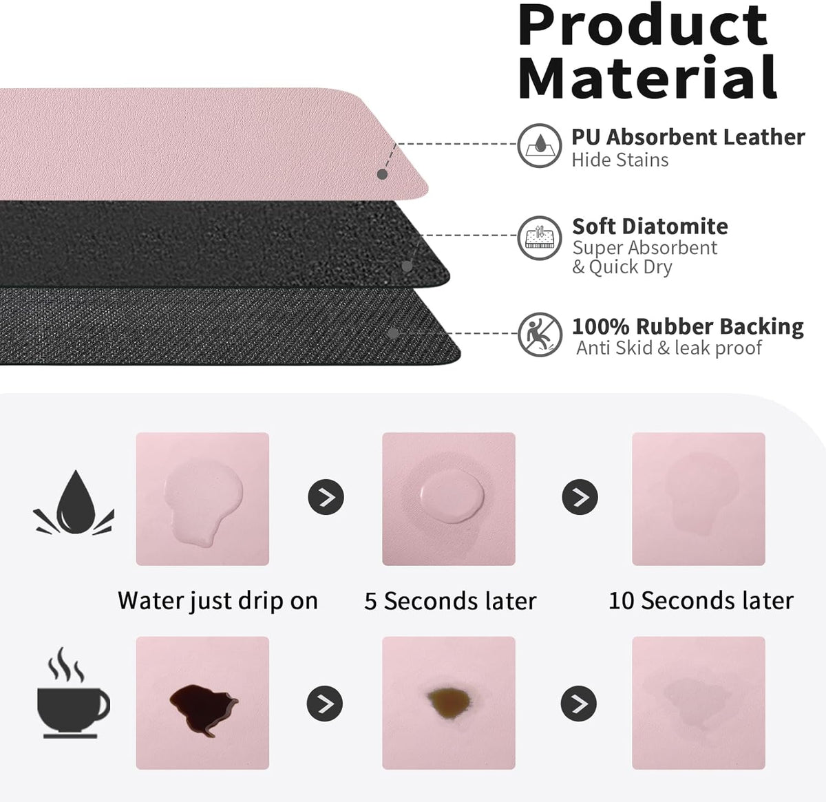 Coffee Mat - Absorbent Hide Stain Rubber Backed Dish Drying Mat for Kitchen Counter - Bar Mats for Countertops Accessories Fit Under Coffee Maker Espresso Machine