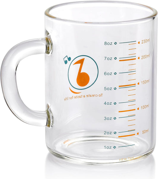8 Oz Glass Measuring Cup Espresso shot glasses Clear Coffee Mugs for Hot or Cold Glass Expresso Small Coffee Cup with Glass