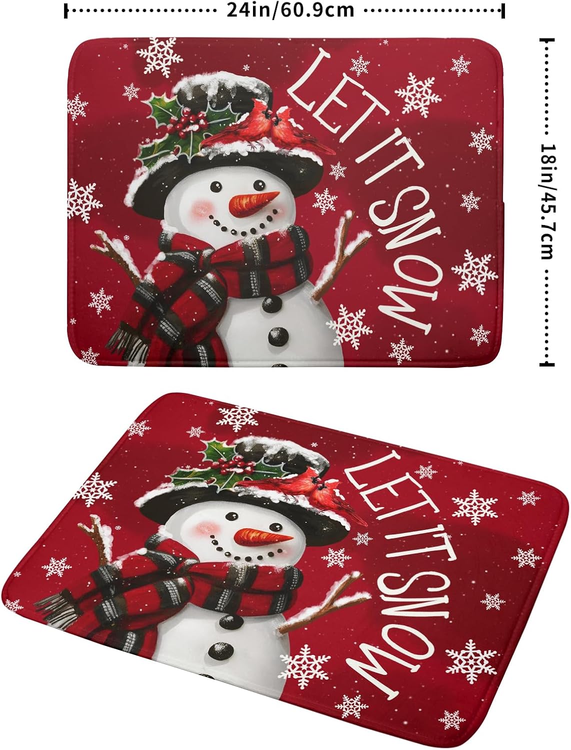 Merry Christmas Dish Drying Mat for Kitchen Counter 18x24 Inch Let It Snow Dish Draining Mat Xmas Snowflakes Decorations
