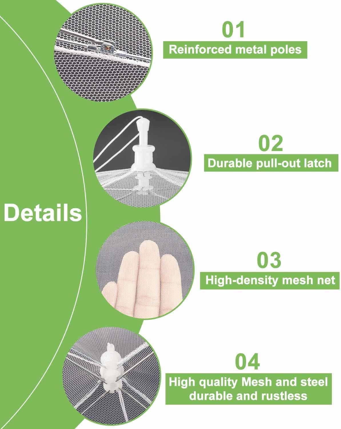 Large Food Cover,6 Pack Mesh Food Tent,17"x17",White Nylon Covers,Pop-Up Umbrella Screen Tents,Patio Net for Outdoor Cam