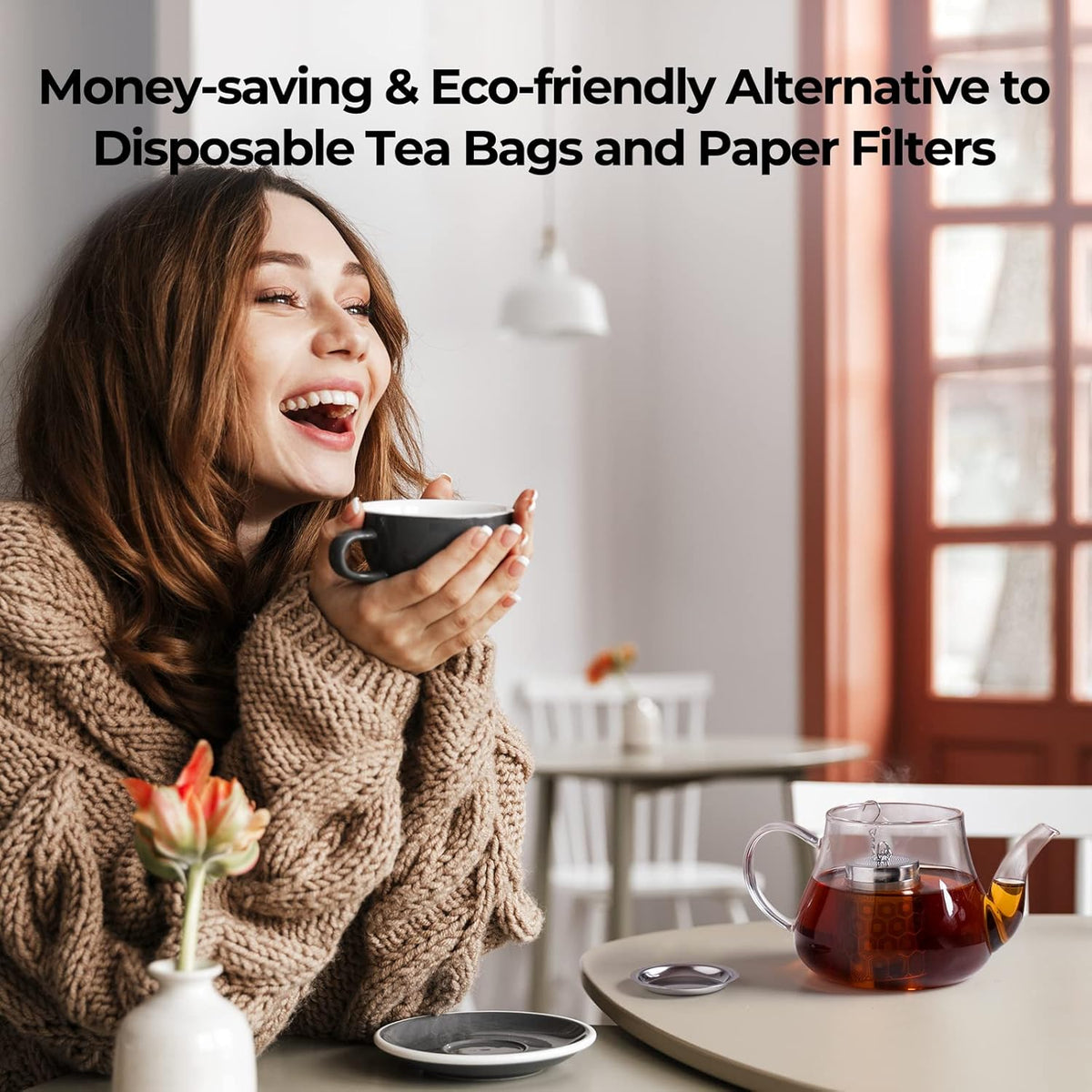 Reinmoson Extra Fine Mesh Tea Strainers for Loose Tea 1.5” x 2.2” | 304 Stainless Steel Tea Infuser for Loose Leaf Tea Steeper, Updated Slim Threaded Lid, Tea Ball for Mug, Cup, Teapot, Kettle