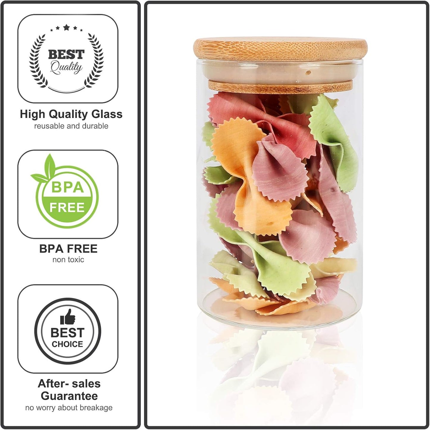 DHSBTLS 15 Pack 8 oz Glass Jars With Bamboo Lids for Kitchen, Pantry