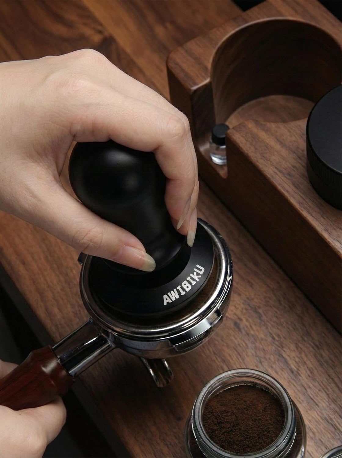 Barista Espresso Tamper 53.3/54mm, Spring Loaded Flat Base Tamper Kit | 4-Blade Coffee Distributor &amp; 316 Stainless Steel Puck Screen