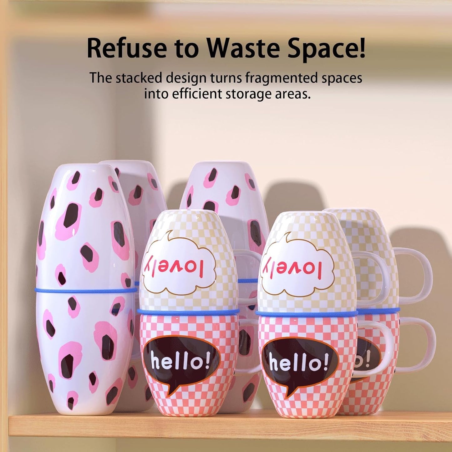 Mug Stacker &amp; Storage Organizer – Expandable, Stackable Cup Holder for Kitchen Cabinet or Pantry – Space-Saving Solution for Tea Cups &amp; Coffee Mugs (6Pcs Blue)
