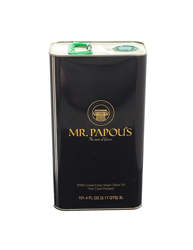 Mr. Papou's | Extra Virgin Olive Oil | First Cold Pressed | Family Owned | Harvested in Greece | 3 Liter - 101.4 fl oz (3 Liter)