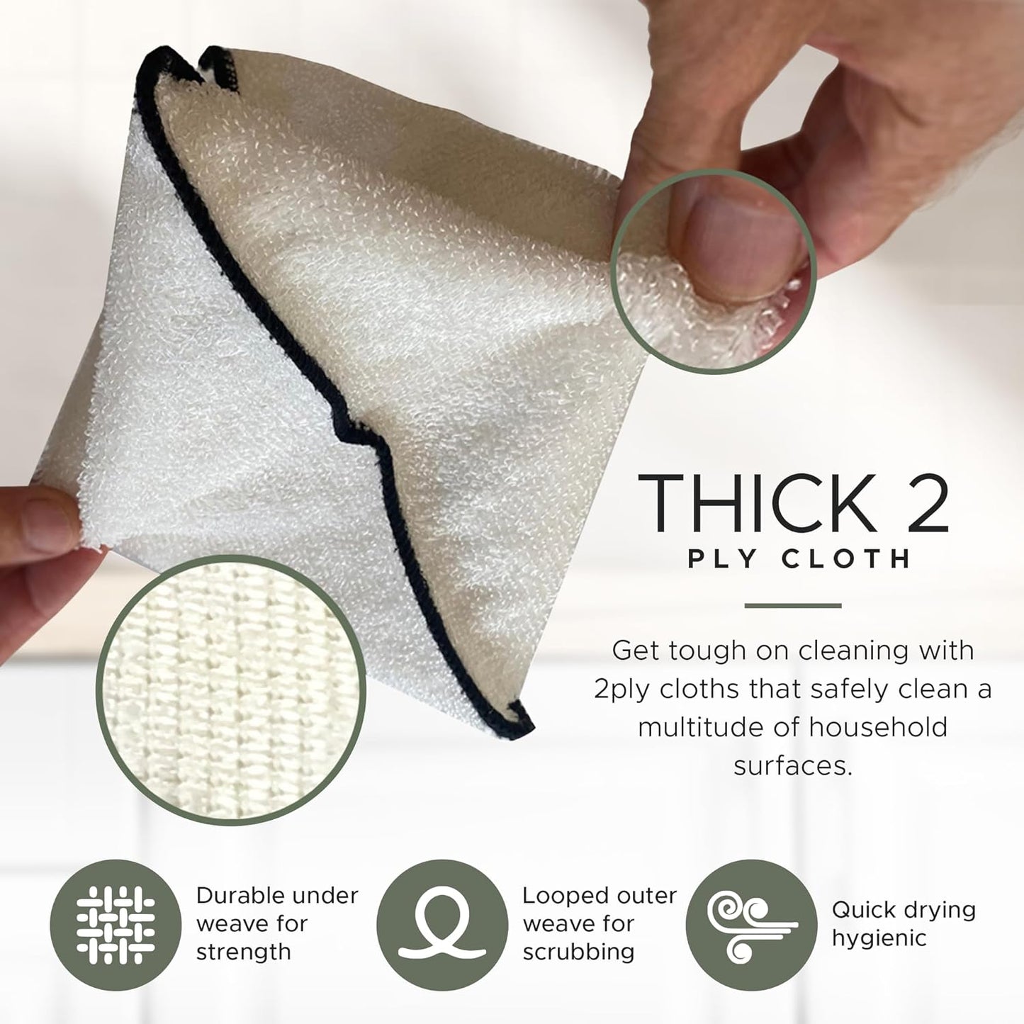 Dishcloths Kitchen Dishrag Cleaning Scrub Reusable 6pk 6x7in | Bamboo-Rayon, Absorbent, Scrub-Non-Scratch, Washable, Durable, Fast-Drying, Multi-Surface, Hand-Sized, Household Cleaning