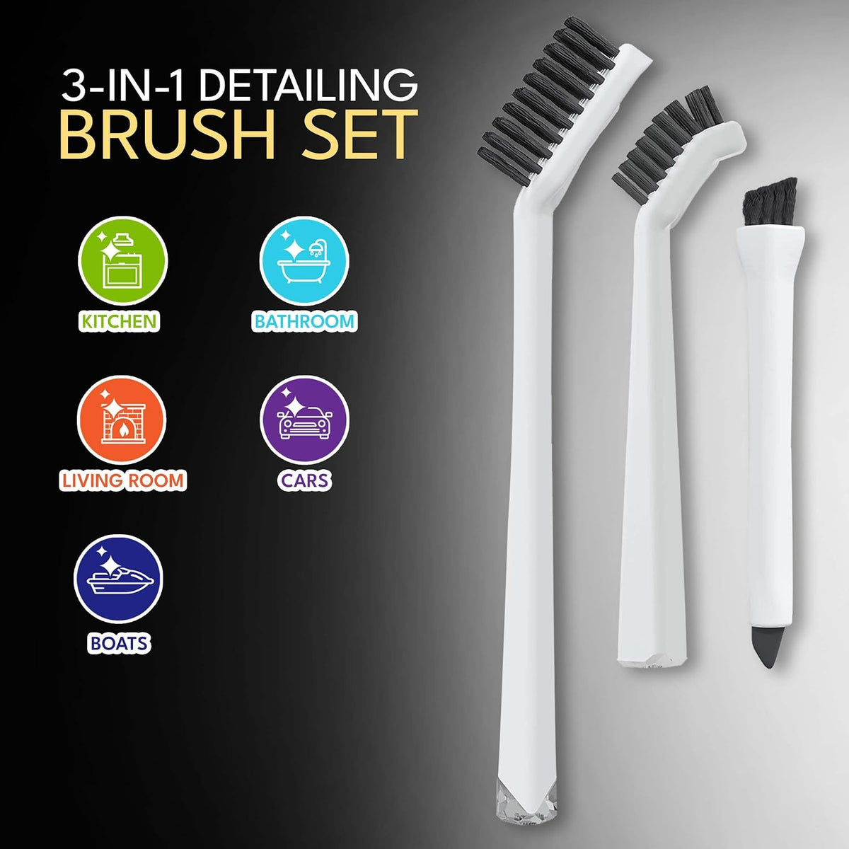 Grout Cleaning Brushes Set (3 Pcs) Deep Cleaner Multi-Purpose Stiff Bristle Brush