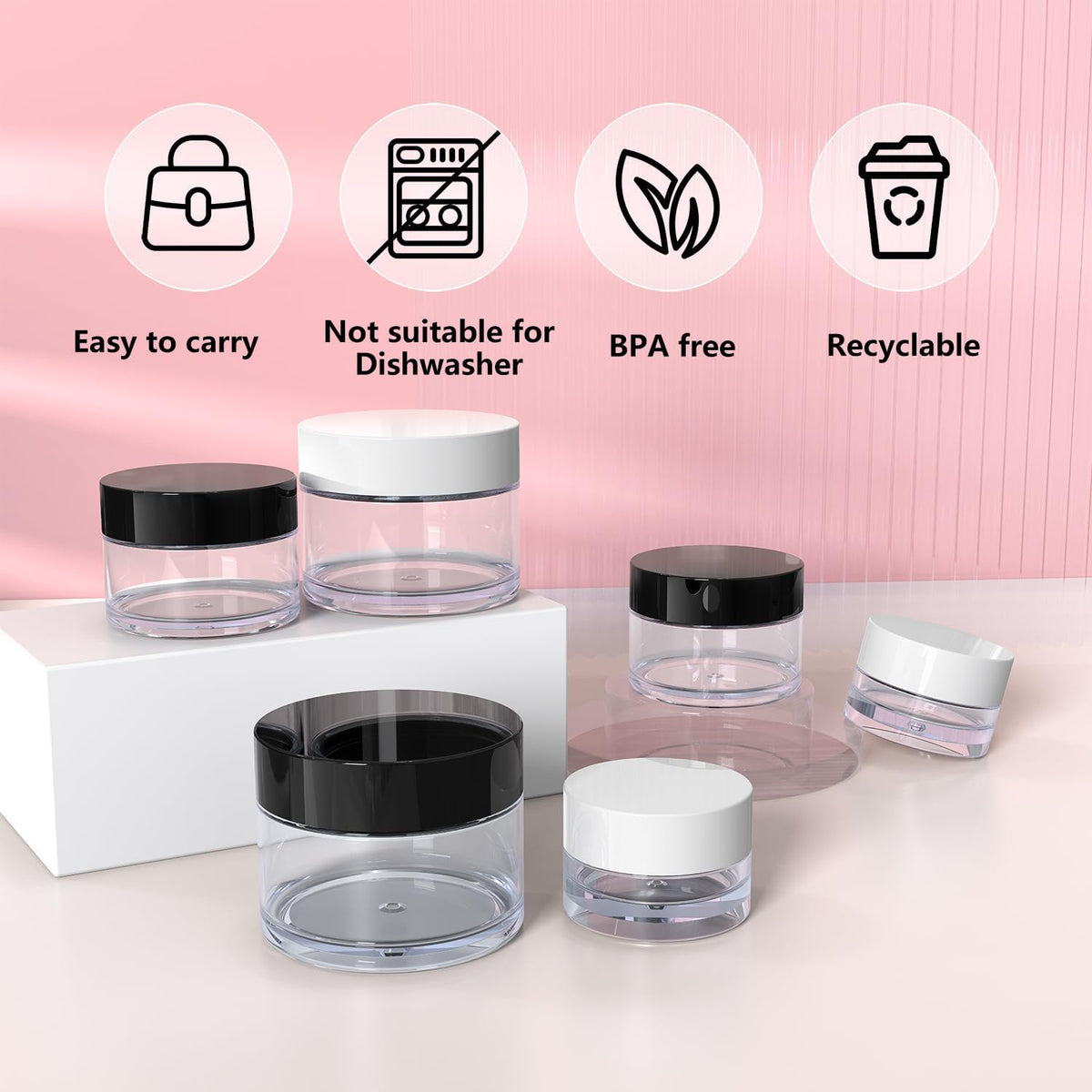 Travel Size Containers 3 Size 0.17/0.5/1 oz for Toiletries,6 Pack