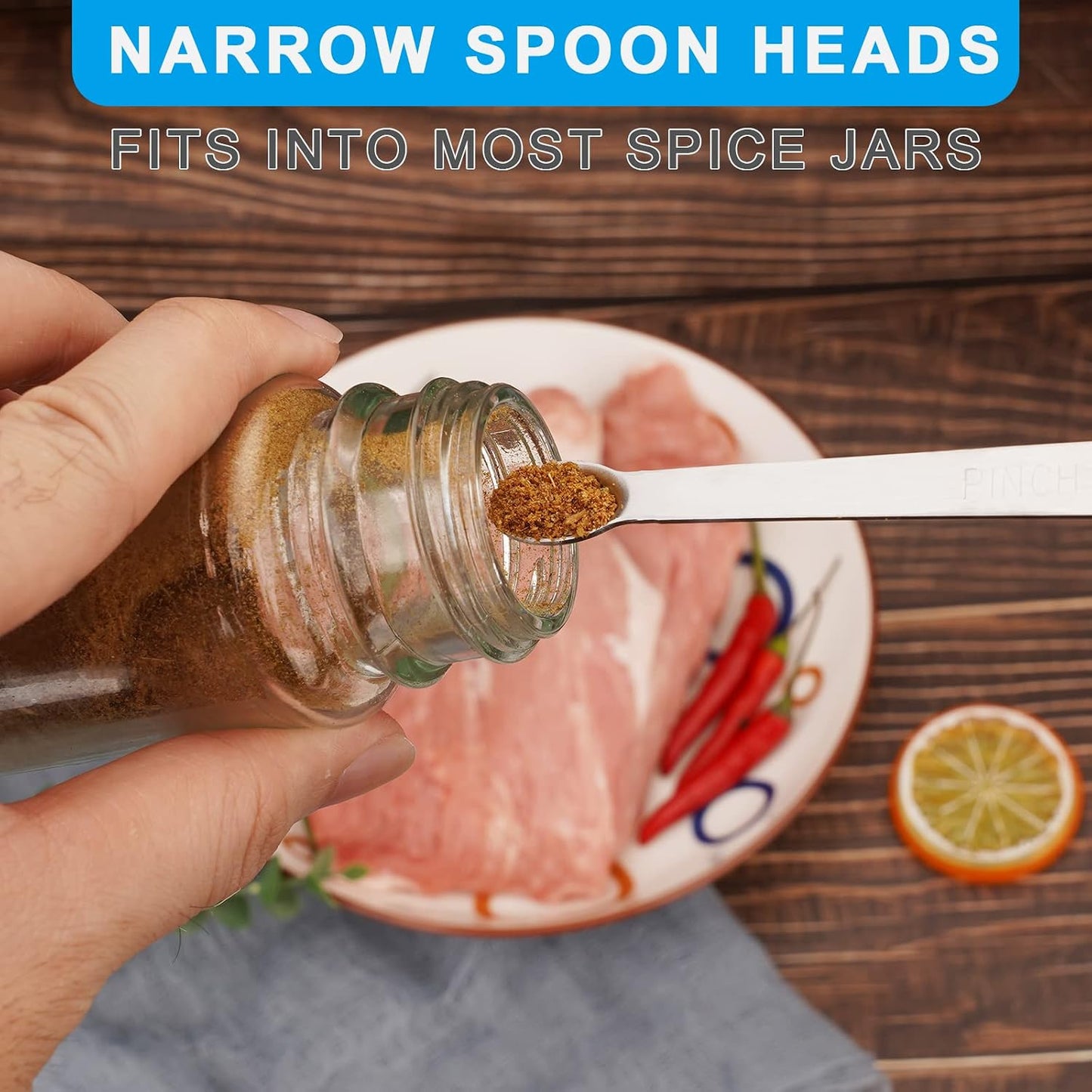 5pcs Mini Measuring Spoon Set, Heavy Duty Stainless Steel | Cooking Baking, Tablespoon Teaspoon for Dry or Liquid Ingredients, Fits in Spice Jar, 1/64 1/32 1/16 1/8 1/4 tsp