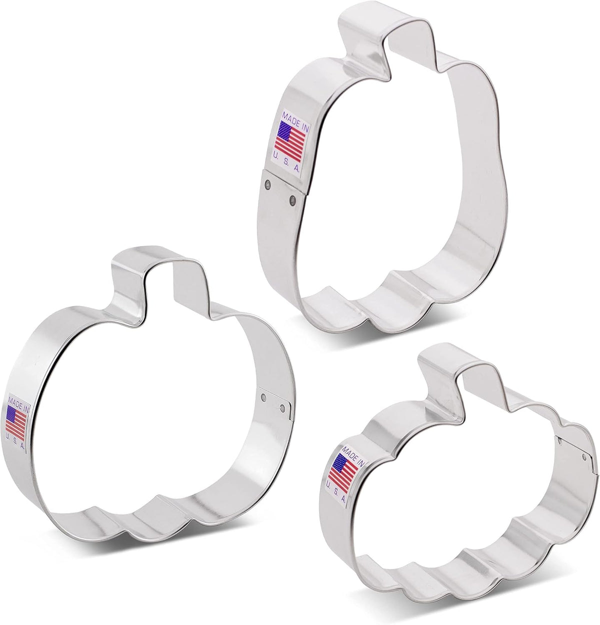 Ann Clark Pumpkin Cookie Cutter Set of 3, Made in USA
