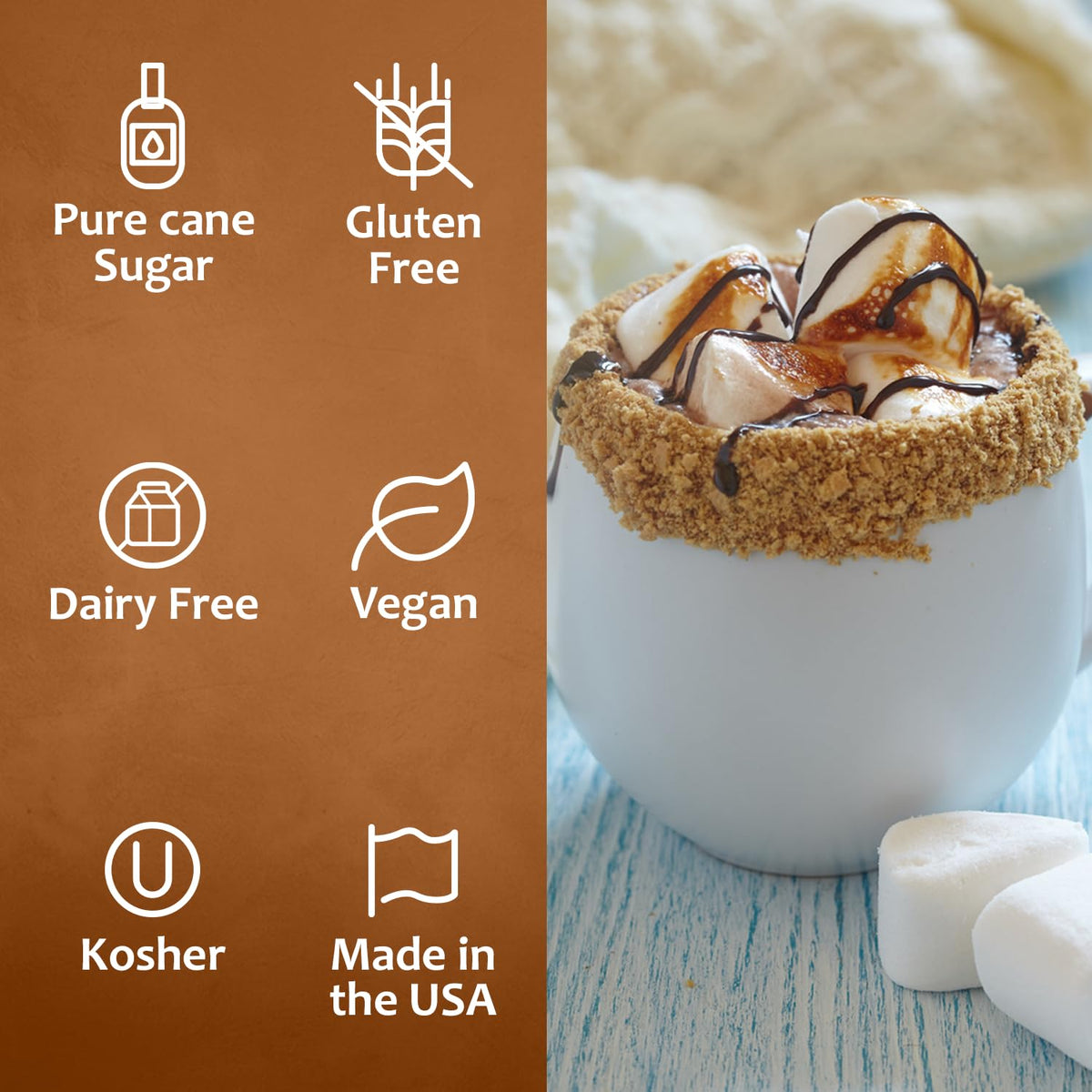 Syruvia S’mores Syrup for Coffee - 25.4 fl oz. Kosher and Gluten-Free. Perfect for Lattes, Smoothies, Shakes, Drinks,