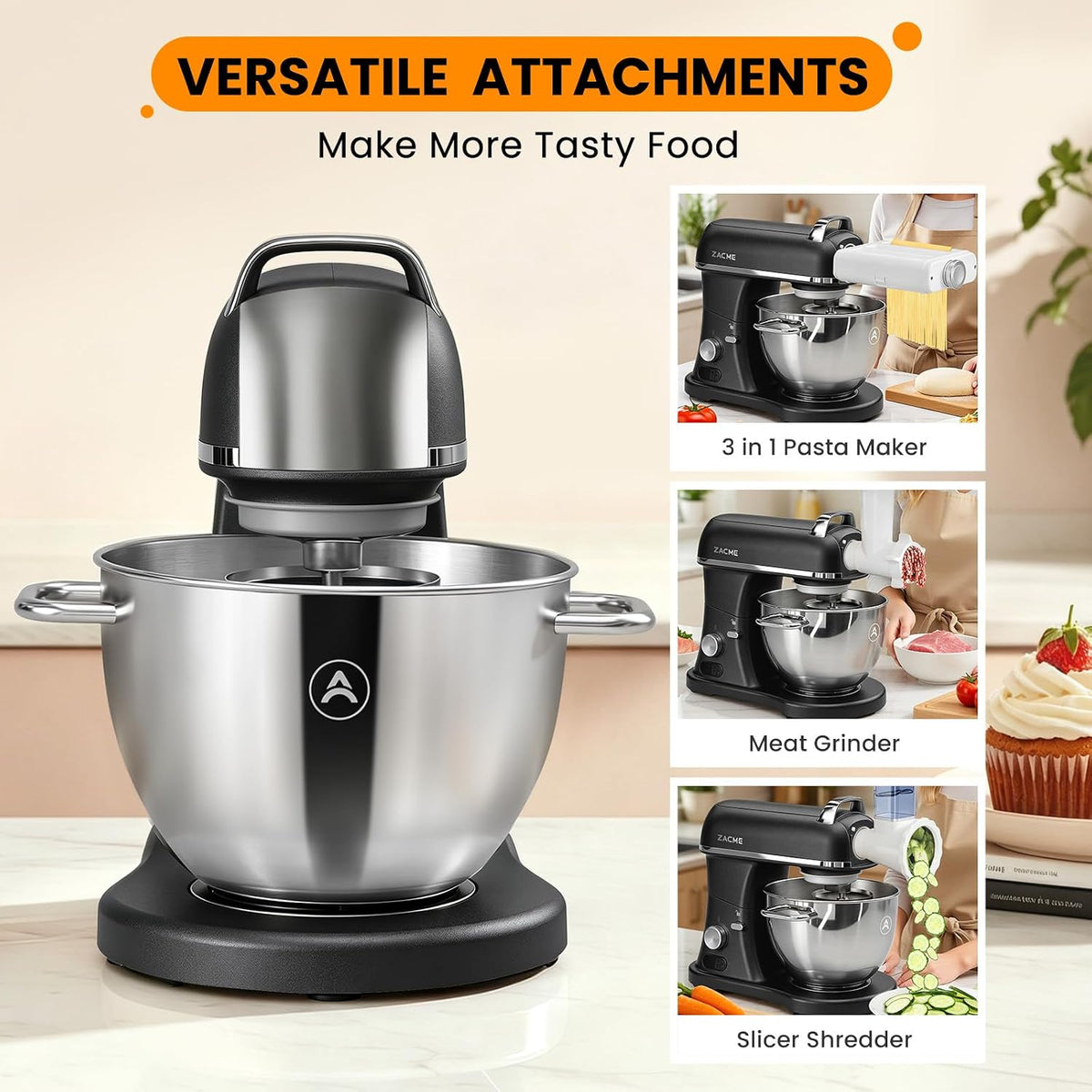 8.4QT Commercial Stand Mixer 800W with Aluminum Die Casting Meets the Standard of NSF/ANSI 8-2023