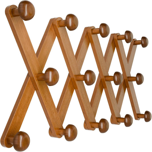 WGFKVAS Hat Rack for Wall with 14 Hooks, Solid Wooden