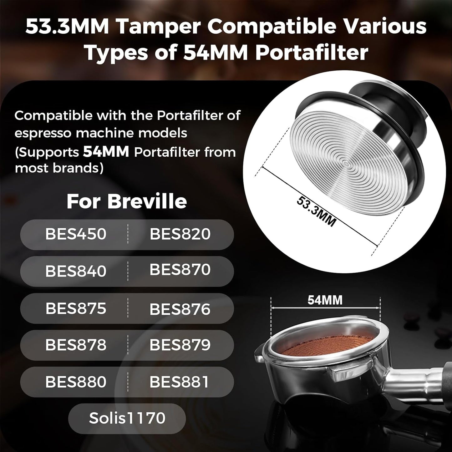 IKAPE 53MM Black Espresso Tool Set 8 IN 1, Coffee Tamper, Distributor, Magnetic Funnel, Puck Screen, Tamper Station, Stirrer Distribution Tool, Cleaning Towel and Brush
