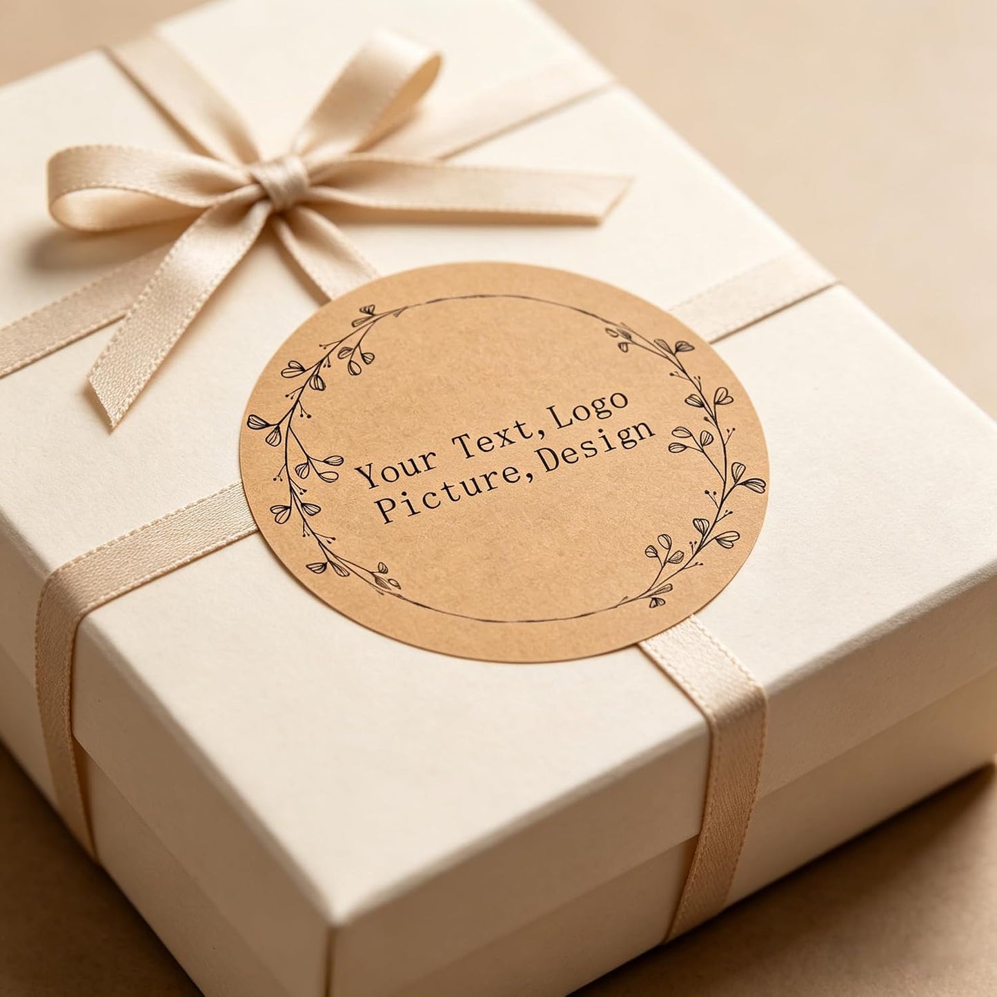 Custom Stickers Kraft Paper Labels Personalized Withe Text, Business Logo Customized Food Jars Labels Bakery Label Sticker Package Favor Canning Circle from 20pcs to 100pcs (Style 1)
