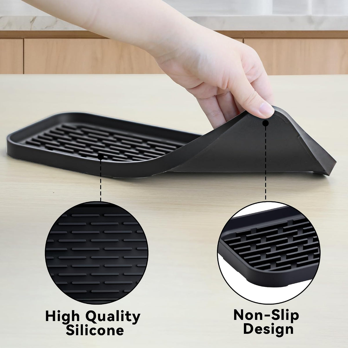 Drip Tray for Drink Dispenser, 1 Pack Rimmed Silicone Tray Mat for DD&amp;HAPP | Drip Catcher for Beverage Dispenser, Non-Slip Base, Catches Drips &amp; Spills, Protects Countertops, No Water Stains