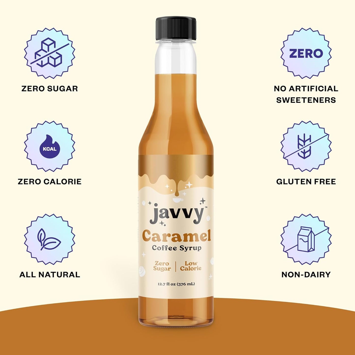 Javvy Coffee Syrup - Zero Sugar, Zero Calorie, Coffee Flavoring Syrup, Coffee Bar Accessories - Great for Flavoring All Types of Drinks – Caramel