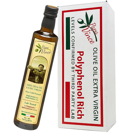 Papa Vince Olive Oil Extra Virgin - First Cold Press Family Harvest 2024/25, Polyphenol Rich, Subtle Peppery Finish,