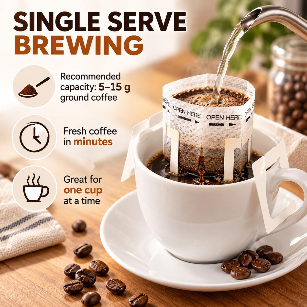 Enenes Coffee Filter Bags, 100 Pack Hanging Ear Single Serve Filters