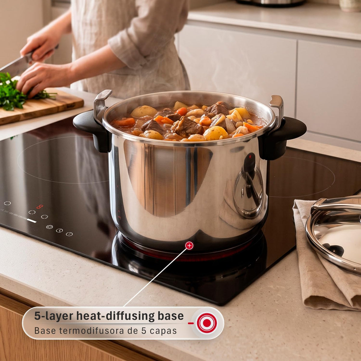 MAGEFESA Star Pressure Cooker, 4.2-Quart, 18/10 Stainless Steel, Works on All Stovetops (Induction Compatible), Safety Lock & 8 PSI Cooking