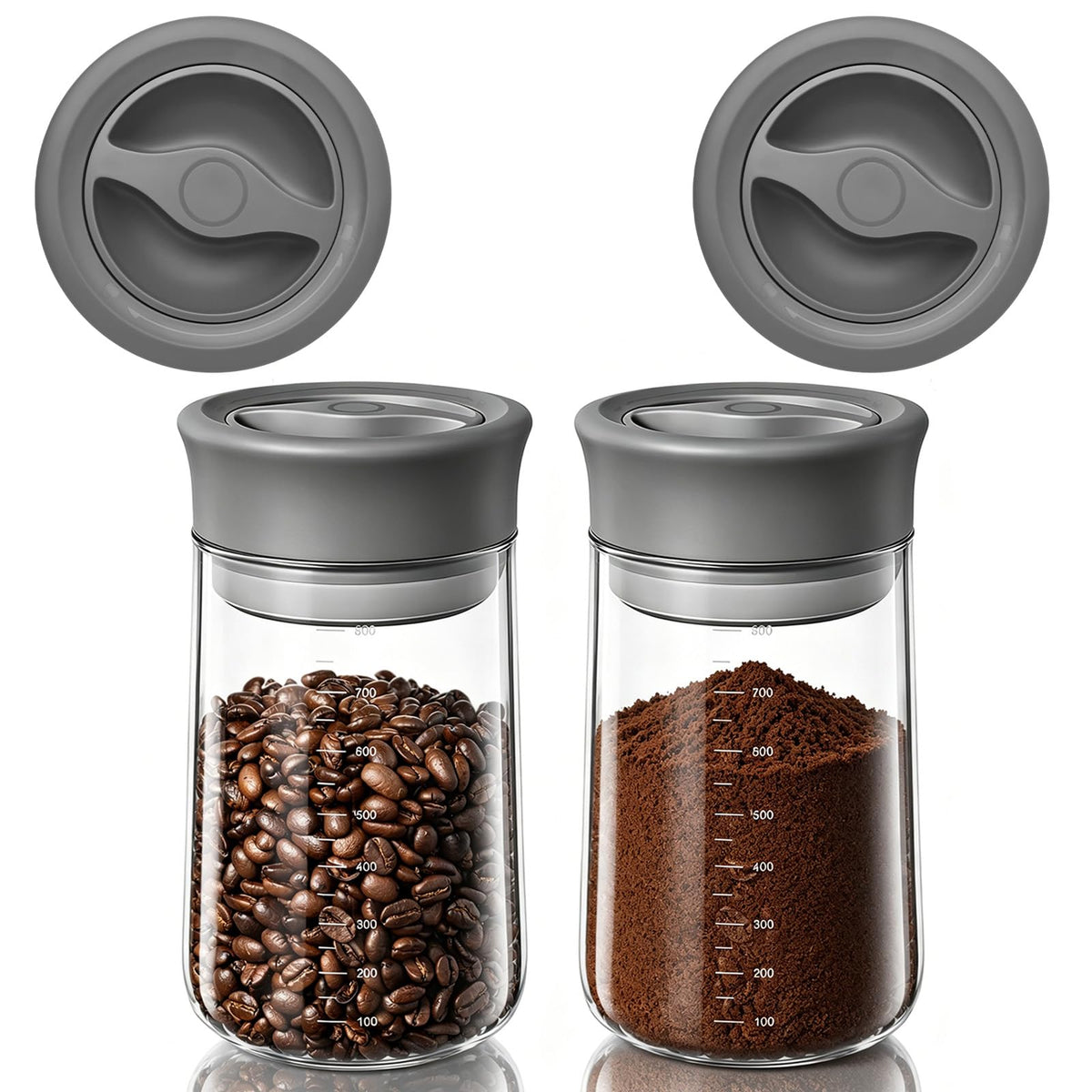 NUZEAK 2-Pack 27oz Glass Jar with Airtight Lid for Coffee Beans, Rotary Twist-Seal