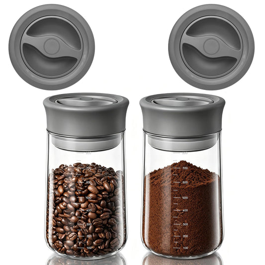 NUZEAK 2-Pack 27oz Glass Jar with Airtight Lid for Coffee Beans, Rotary Twist-Seal