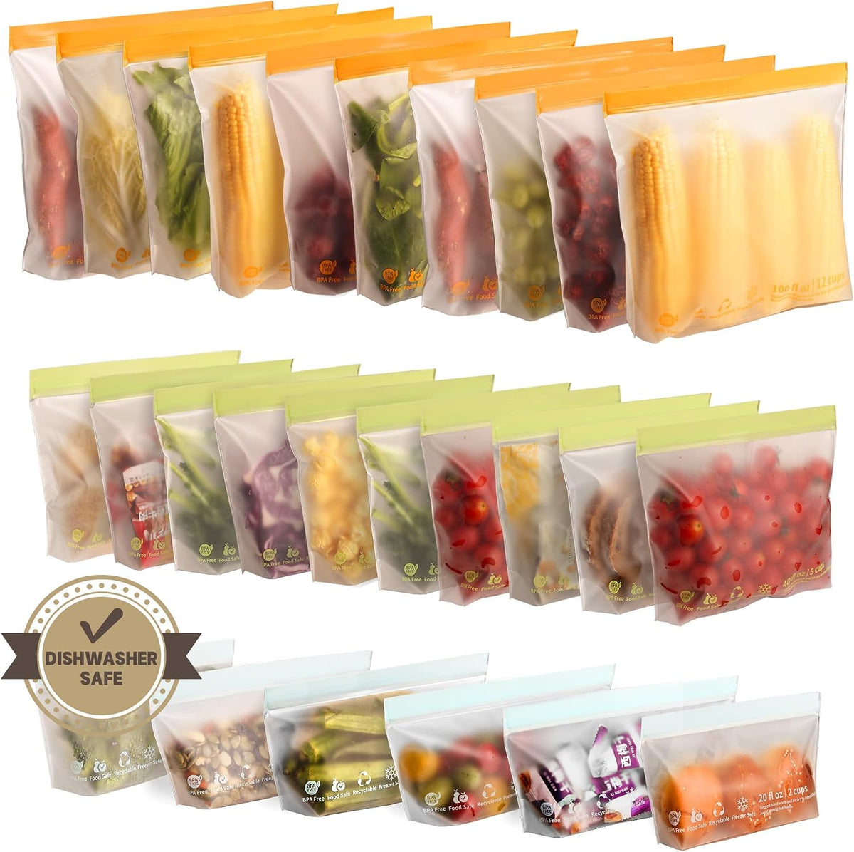 26 Pack Reusable Sandwich Bags,Food Storage Bags Freezer Bags
