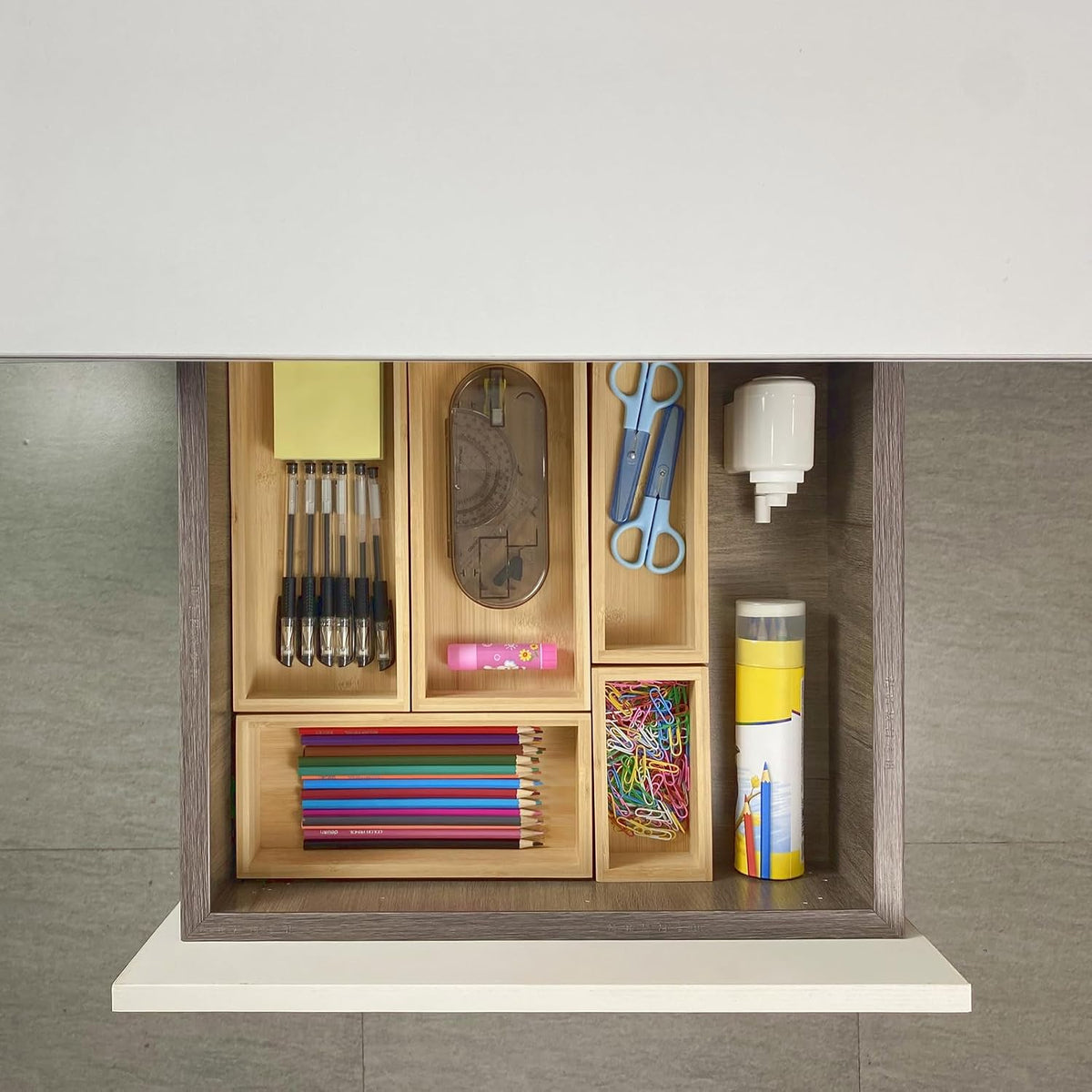 bamboo drawer organizer Set,expandable drawer dividers,wooden storage organizers,drawer organizers for kitchen, bathroom,flatware,Tea Bag Organizer (1 X 5PCS Natural)