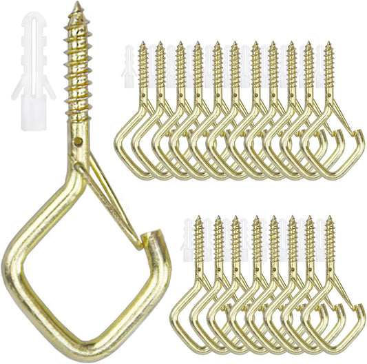 20PCS Eye Screw Hooks for Hanging Heavy Duty with Safety Buckle.Metal Ceiling Hooks for Hanging Plants,Cup,Wind Chime,Bird