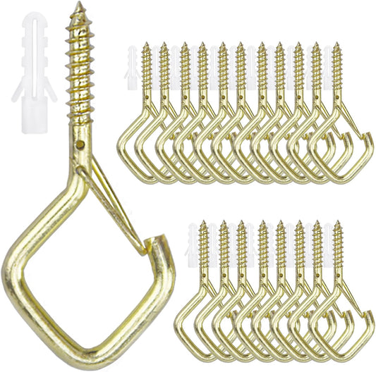 20PCS Eye Screw Hooks for Hanging Heavy Duty with Safety Buckle.Metal Ceiling Hooks for Hanging Plants,Cup,Wind Chime,Bird Feeders,String Lights at Indoor&amp;Outdoor,2.36 Inch (No Drill Bit)