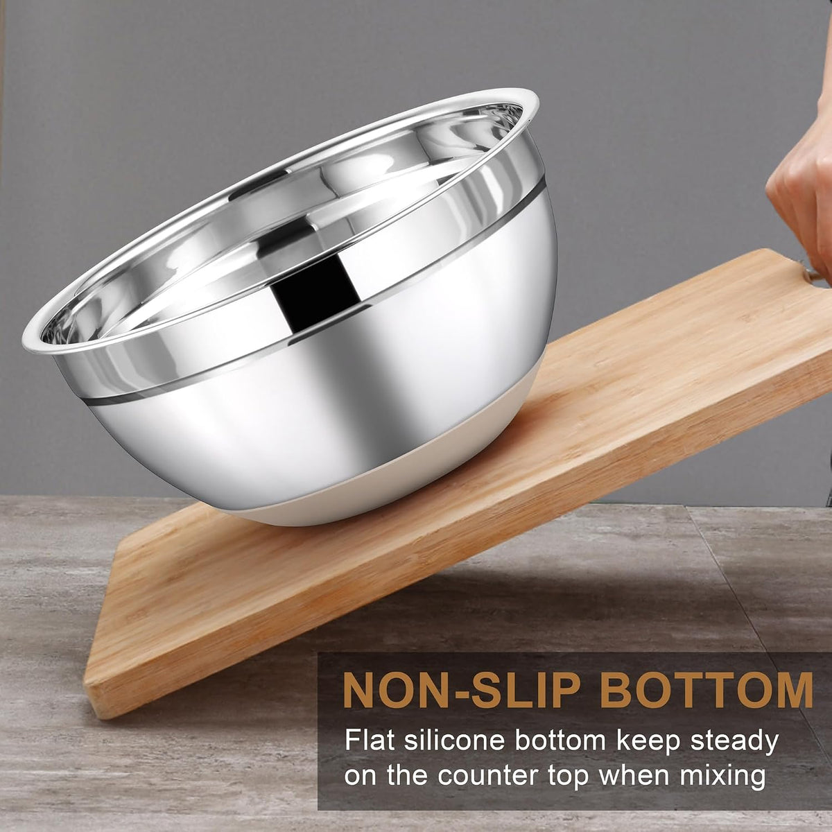 LIANYU 6 Piece Mixing Bowls Set with Airtight Lids, Metal Nesting Bowl