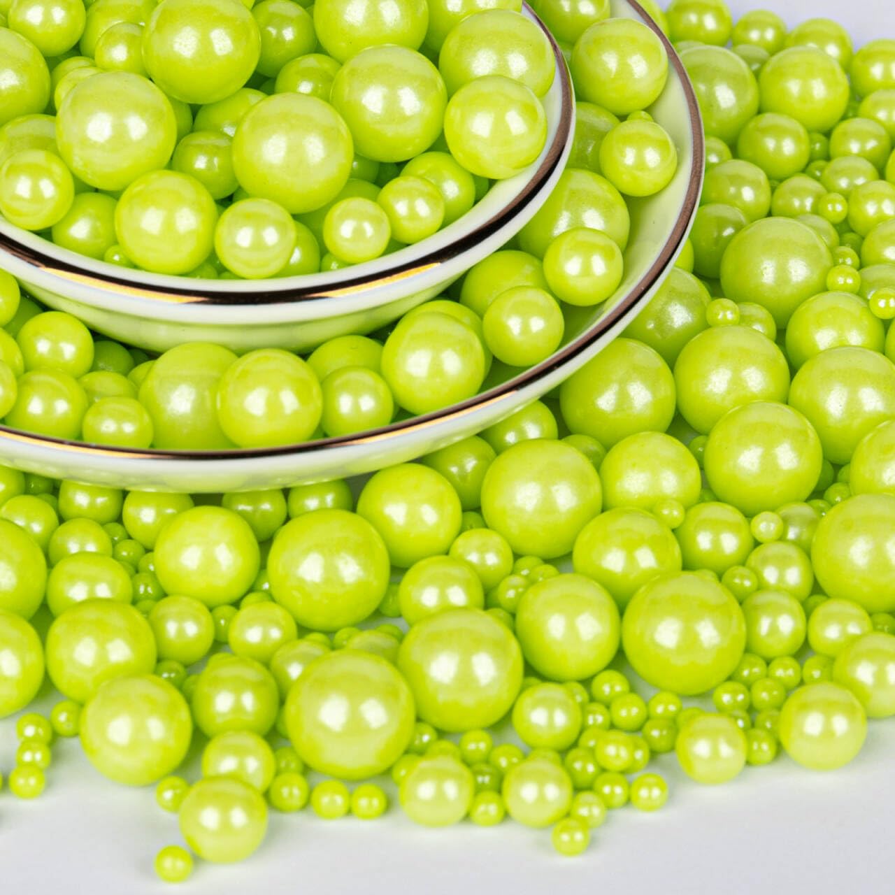 Twisweet Green Pearl Sprinkles for Cake Decorating, Edible Sugar Pearls for Baking, Mix Size, Cake T