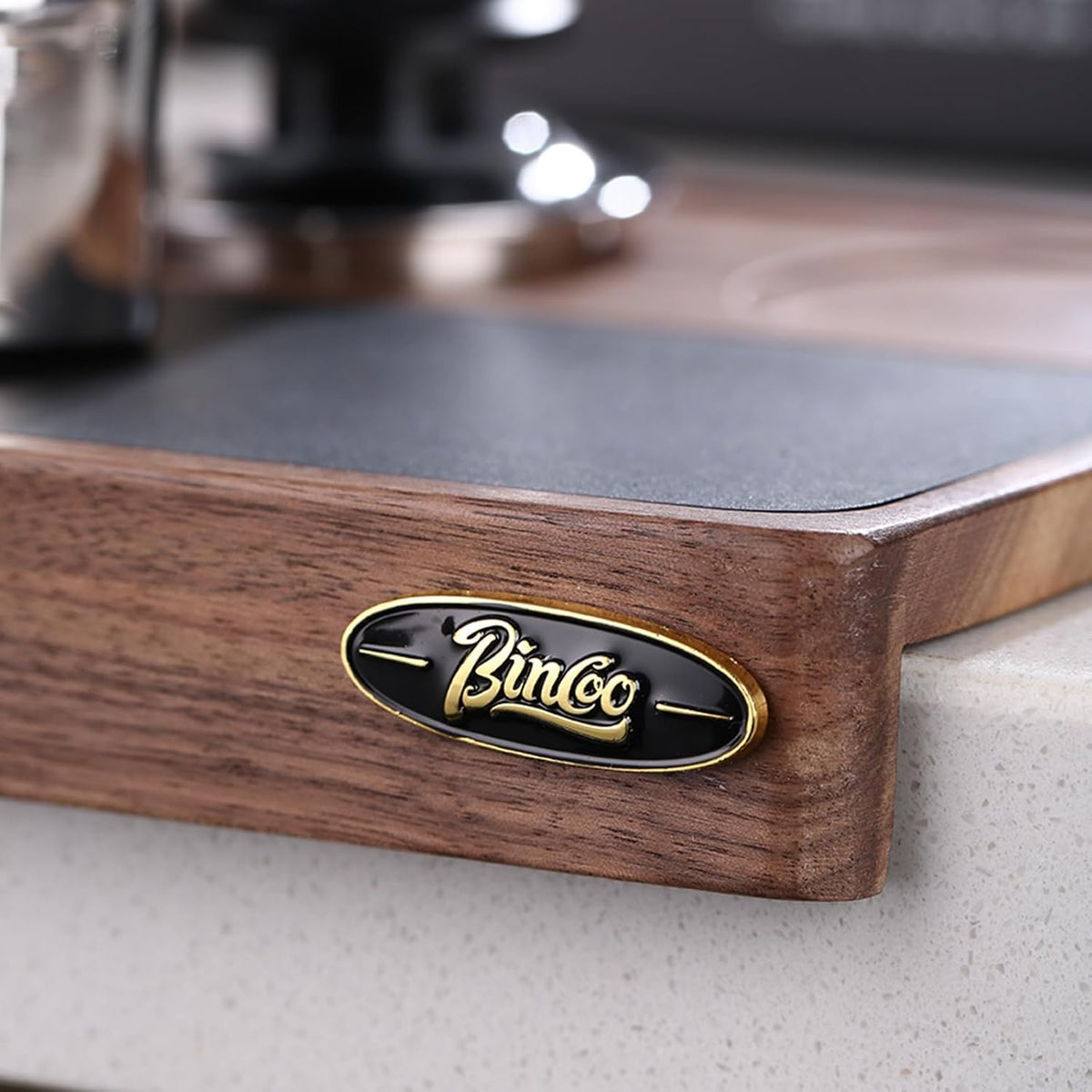Bincoo Wooden Corner Coffee Tamper Mat,Espresso Tamper Station,Suit for 51-58mm Coffee Tamper Holder Pad for Baristas Protect Your Worktop(Wood 3 hole)