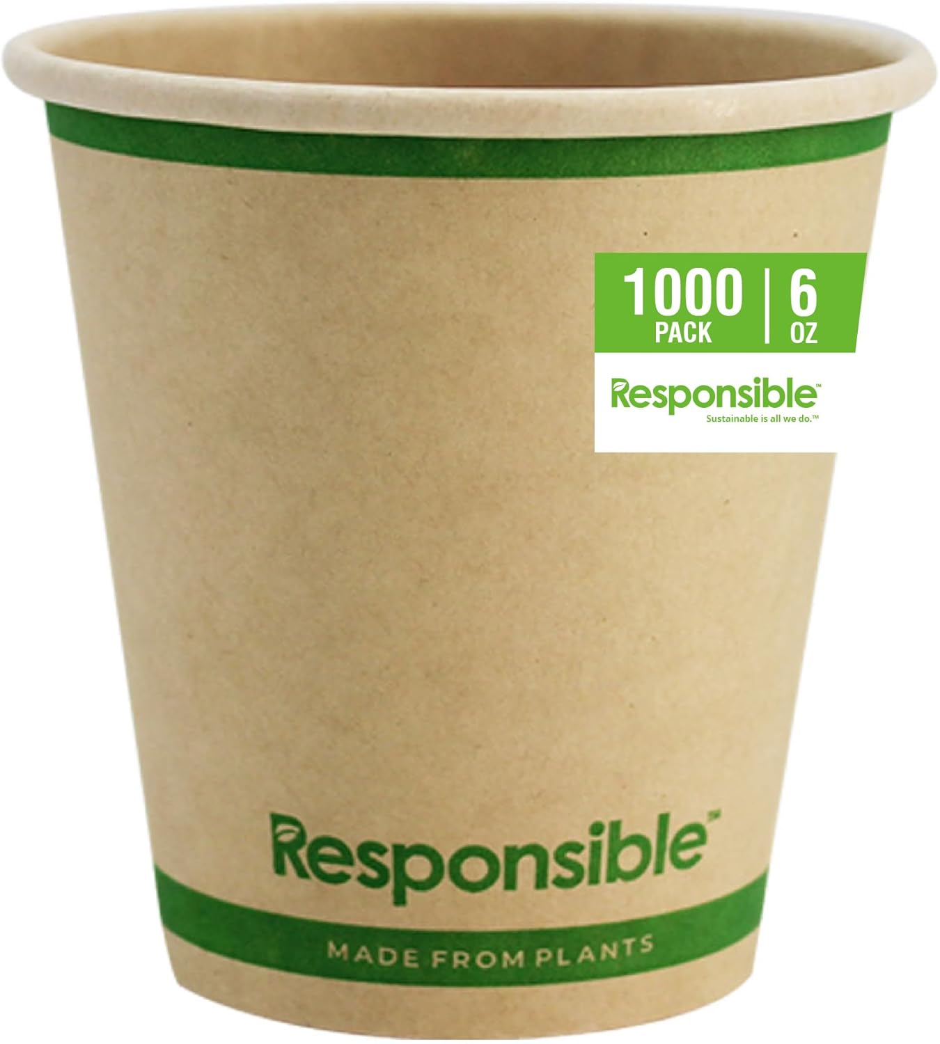 6 oz Paper Hot Cups, Tree-Less™ Compostable Paper Coffee Cups, Extra Strength, Tree-Free and Made Wi