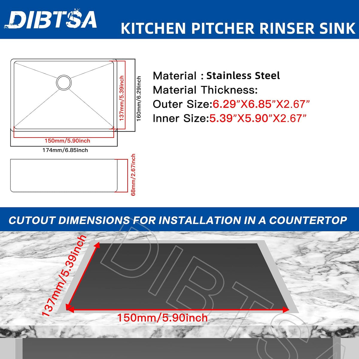 Pitcher Rinser , DIBTSA Automatic Glass Cup Washer , 304 Stainless Steel Coffee Milk Tea Cup Cleaner, for Home Kitchen Hotel Bar Restaurant (6.9x6.3x2.6 Inch)