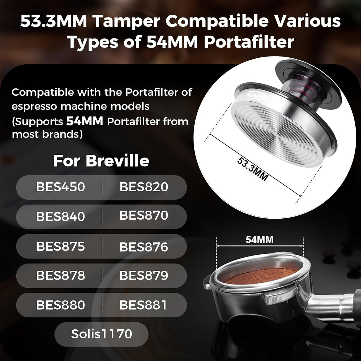 IKAPE 58.35mm Semi-Transparent Espresso Coffee Tamper, Premium Barista Coffee Tamper with Calibrated Spring Loaded, Threaded Stainless Steel Base Tamper for Espresso Machine(New Upgrade)