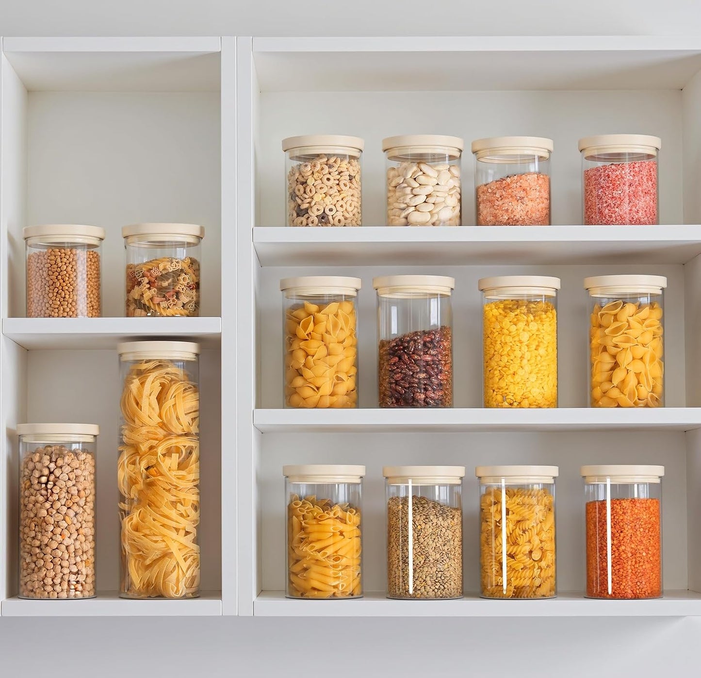 Urban Green Glass Food Storage Jar with Glass Lid, Food Canister Set with Airtight Lids, Pantry Storage Jar for Kitchen Organization. Food Storage Containers in Pack of 6, 16oz.
