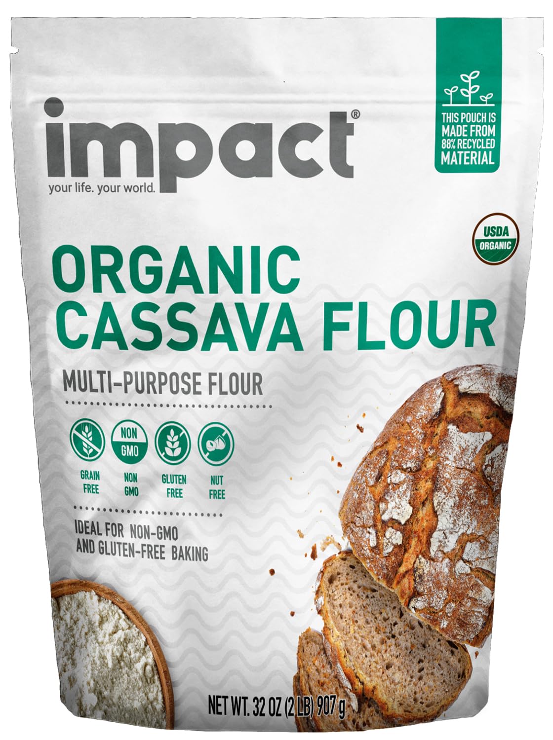 Impact - Organic Cassava Flour - Gluten-Free Baking Flour - 2 lb